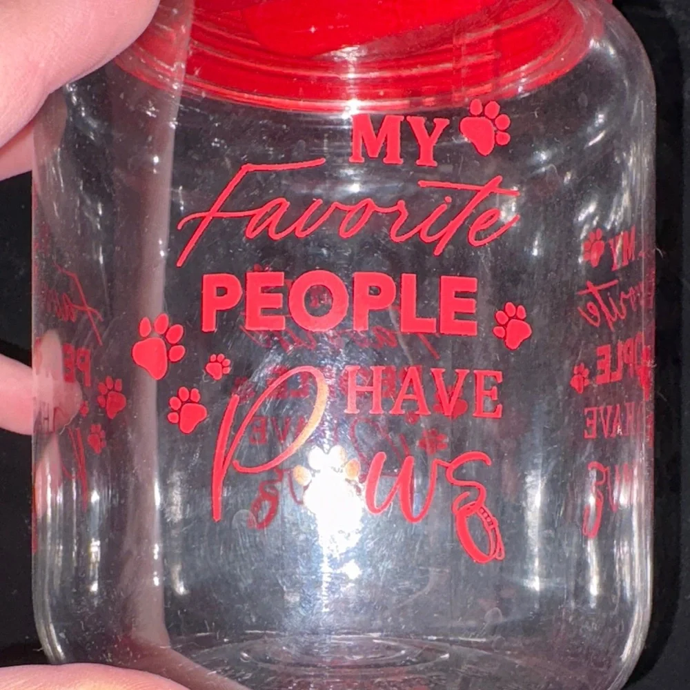 Red and Clear Pet Treat Jar